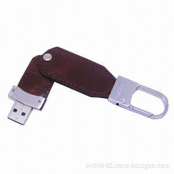 Leather USB Flash Drive with 16GB Storage Capacity, Supports Microsoft Windows 98 and 2000 OS